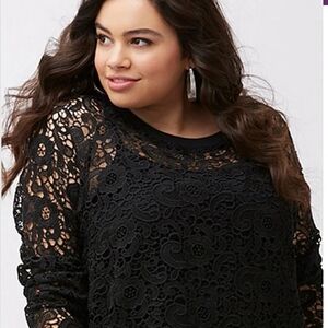 Lane Bryant Full Lace Black Long Sleeve Blouse Womens Plus Size 22W NWT